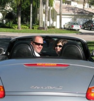 Rob and I in his Porsche off to Corkscrew Swamp